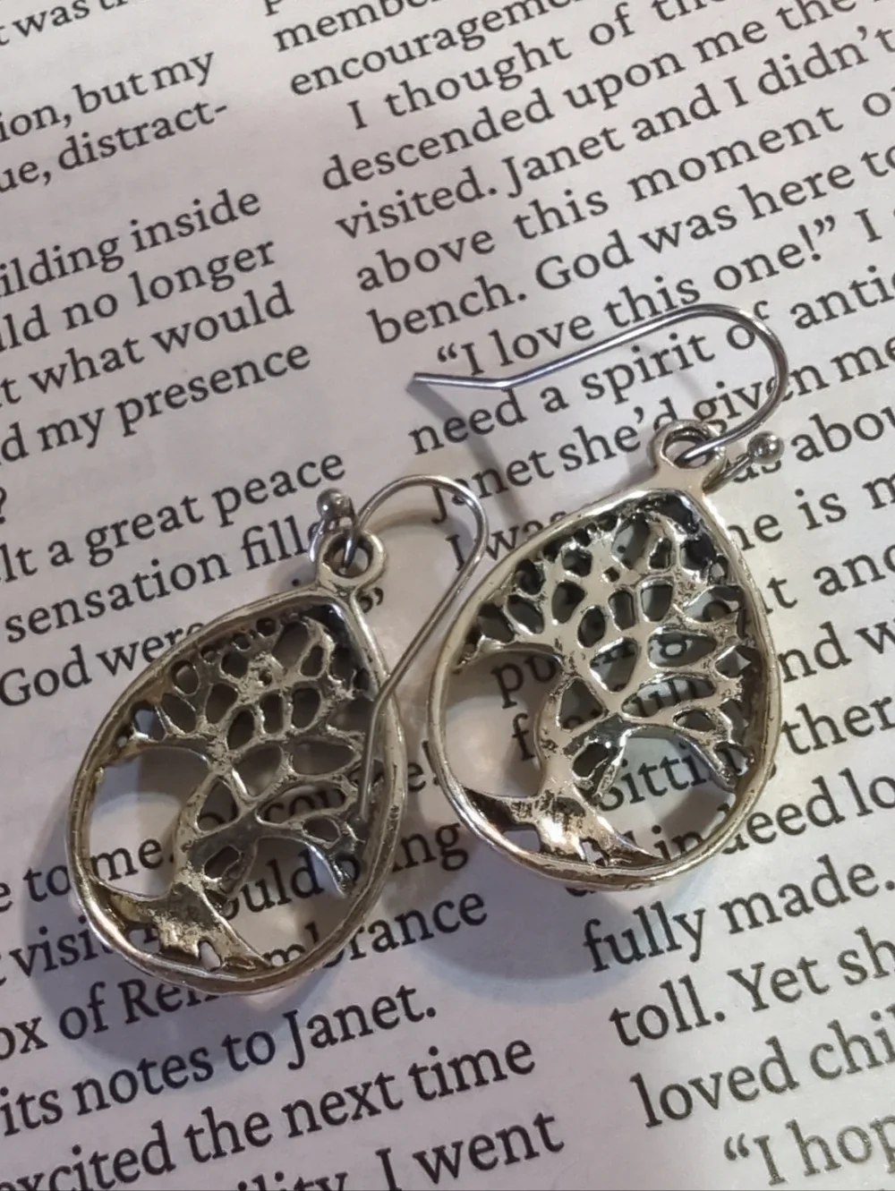 Silver Tree Dangle Earrings 1 Inch - Picture 4 of 5